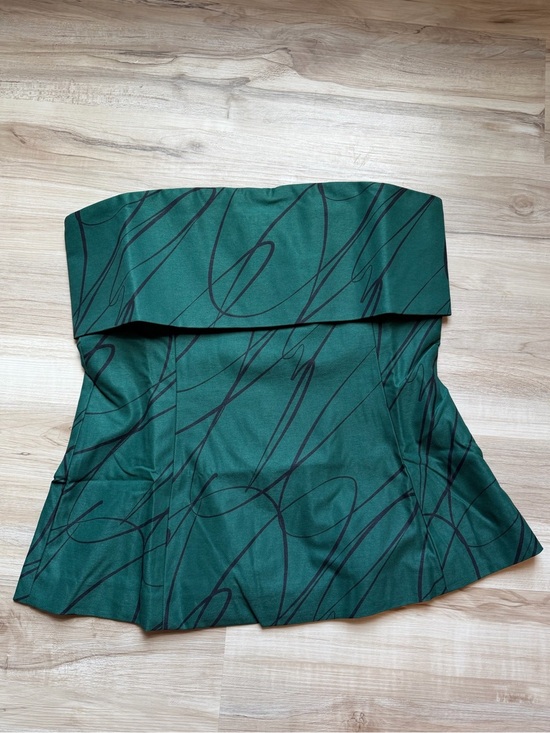 Tuckernuck Tops - Tuckernuck Pine Twombly Adrienne Strapless Peplum Top Abstract Swirl Print LARGE
